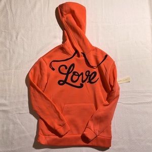 NWT! Women’s Pink/Black Hooded Sweatshirt Size S with “Love” logo byBobbieBrooks